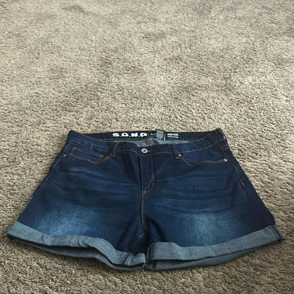 Dark blue denim shorts